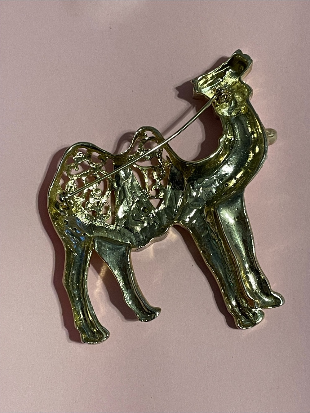 Statement Rhinestone Camel Gold Tone Brooch #9284 - Picture 3 of 5